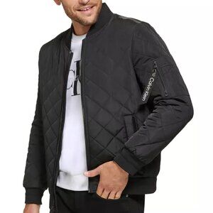 Calvin Klein Men's Quilted Baseball Jacket Size Large Black
